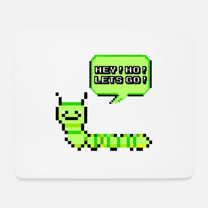 HEY! HO! LETS GO! Pixel Raupe Retroshirt 90er 90s - Mousepad (Querformat) - Weiß