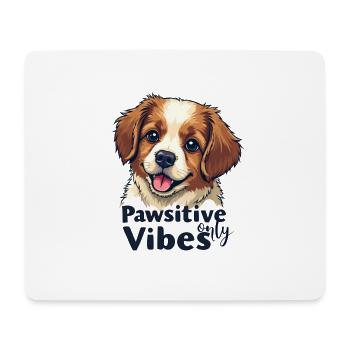Pawsitive Vibes only cute dog - Mouse Pad (horizontal) - white - Front
