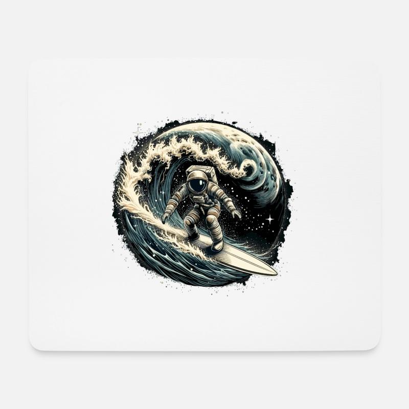 Astronaut Surft Wellenreiter Surfen Geschenk - Mousepad (Querformat) - Weiß
