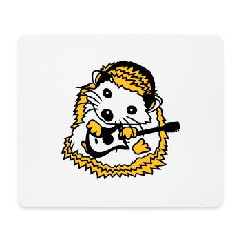Sitzender Igel Spielt Süß Gitarre Musik Gitarrist - Mousepad (Querformat) - Weiß - Vorne