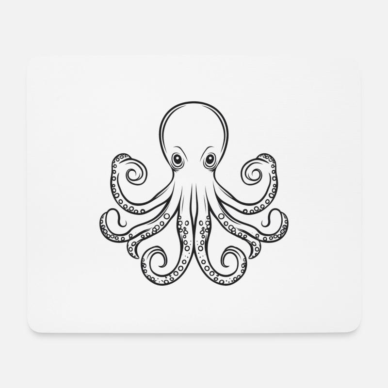 Krake - Mousepad (Querformat) - Weiß