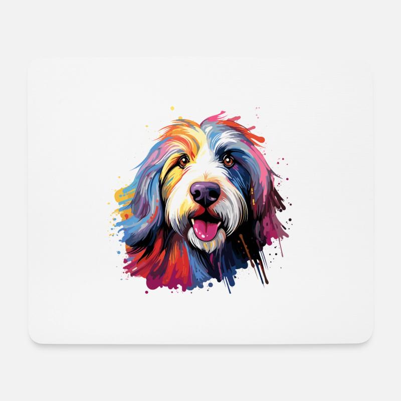 Bearded Collie 01 - Mousepad (Querformat) - Weiß