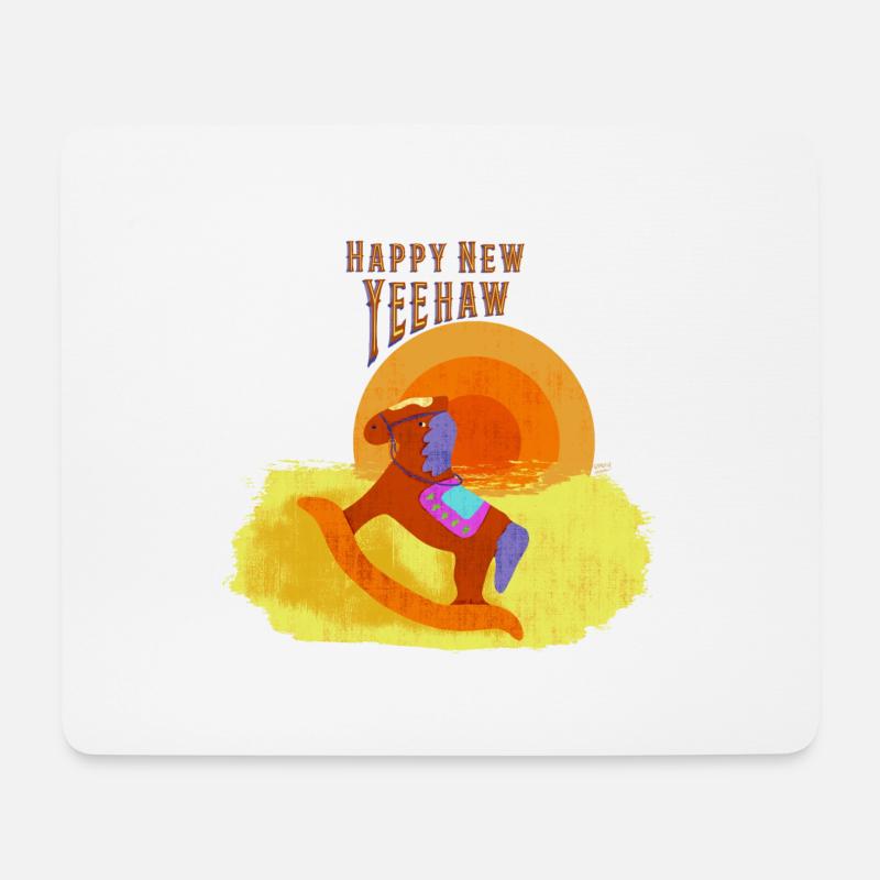 Happy New Year Western - Mousepad (Querformat) - Weiß