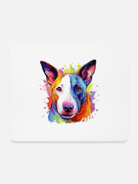 Bull Terrier Hund Motiv - Mousepad (Querformat) - Weiß
