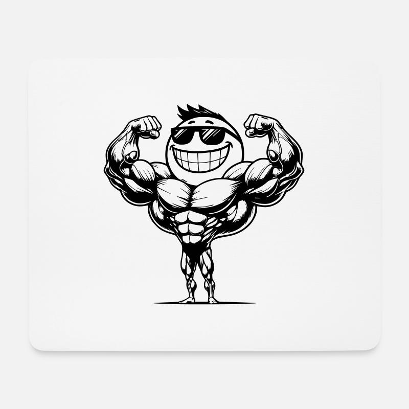 Lusiger Stahlharter Muskelmann - Mousepad (Querformat) - Weiß
