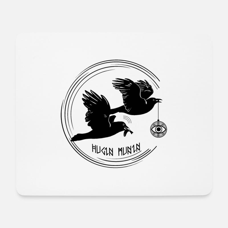 Hugin und Munin - Mousepad (Querformat) - Weiß