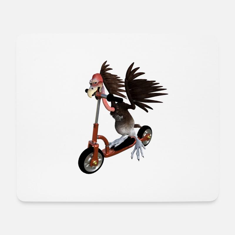 Geier fährt auf einem Roller - Mousepad (Querformat) - Weiß