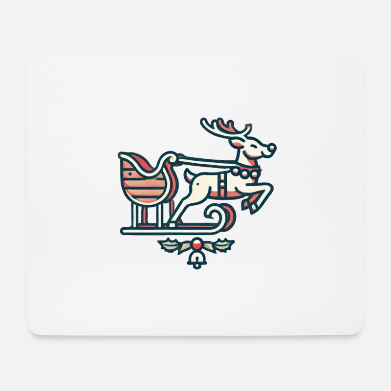 Rentier am Schlitten - Mousepad (Querformat) - Weiß