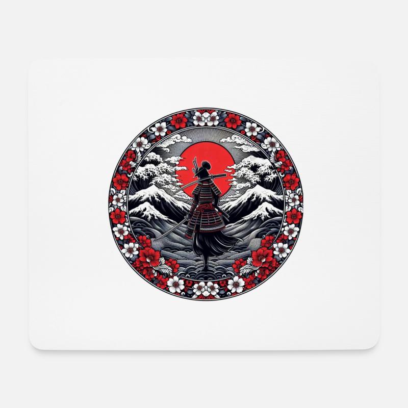 Ombre Samurai Mädchen Kirschblüte - Mousepad (Querformat) - Weiß