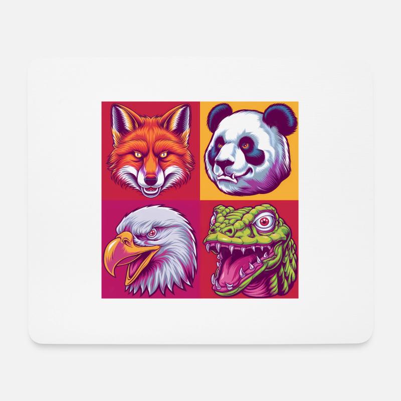 Pop-art Tiere Fuchs Panda eagle snake Halloween - Mousepad (Querformat) - Weiß