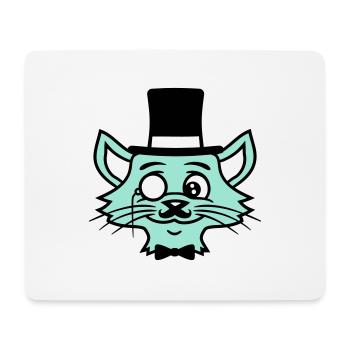 Sir Cat Gentleman Chapeau haut de forme Monocle Rich Gentleman - Tapis de souris (format paysage) - blanc - Devant