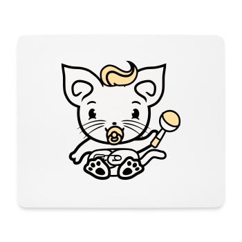 Baby Cat Cute Pacifier Kitten Rattle Child - Mouse Pad (horizontal) - white - Front