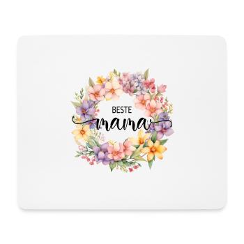 Beste Mama! Blumen Kranz, personalisierbar - Mousepad (Querformat) - Weiß - Vorne