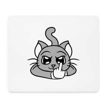 Méchant chat montre un doigt d’honneur Insulte Main Fun - Tapis de souris (format paysage) - blanc - Devant