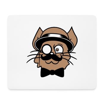 Sir Cat Gentleman Chapeau Costume Monocle Riche M. - Tapis de souris (format paysage) - blanc - Devant