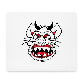 Demon Monster Cat Halloween Horror Devil Horns - Mouse Pad (horizontal) - white - Front