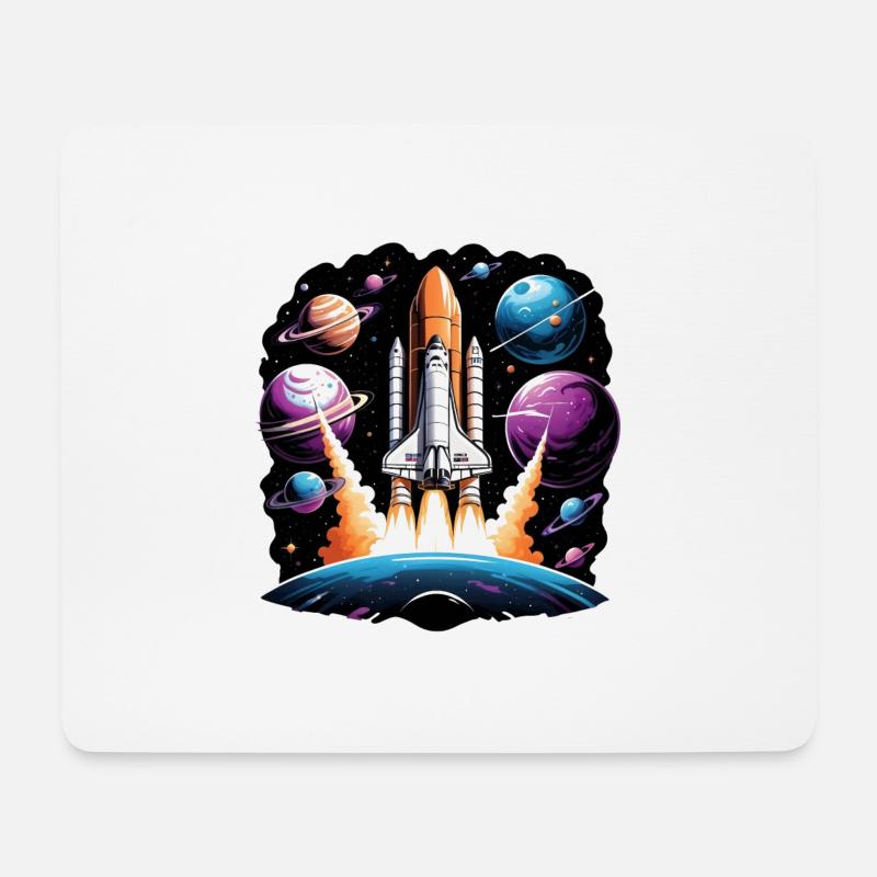 Rakete Astronaut Weltall Geschenk SpaceShuttle - Mousepad (Querformat) - Weiß
