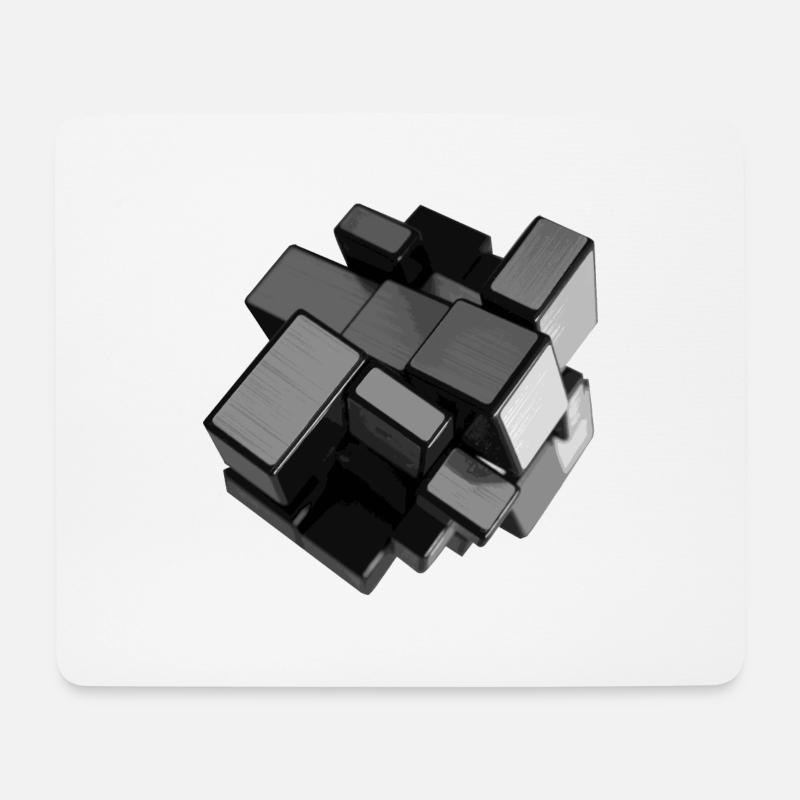 Silver-grey unstructured cube in perspective - Mouse Pad (horizontal) - white