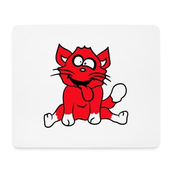 Cat Squints Funny Crazy Tongue Out Grimace - Mouse Pad (horizontal) - white - Front