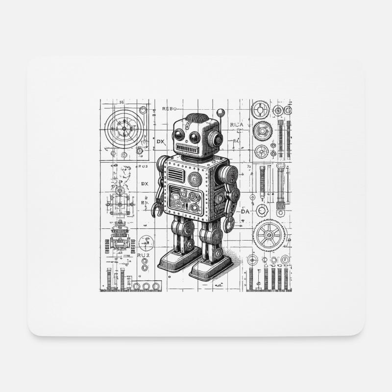 Roboter - Mousepad (Querformat) - Weiß