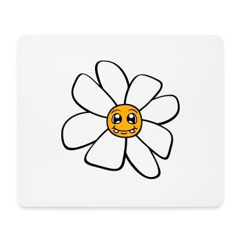 Petit drôle de fleur heureuse visage dessin animé - Tapis de souris (format paysage) - blanc - Devant