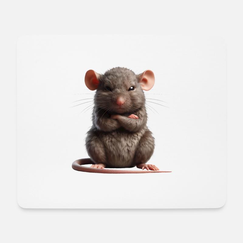 Ratte grimmig 1 - Mousepad (Querformat) - Weiß