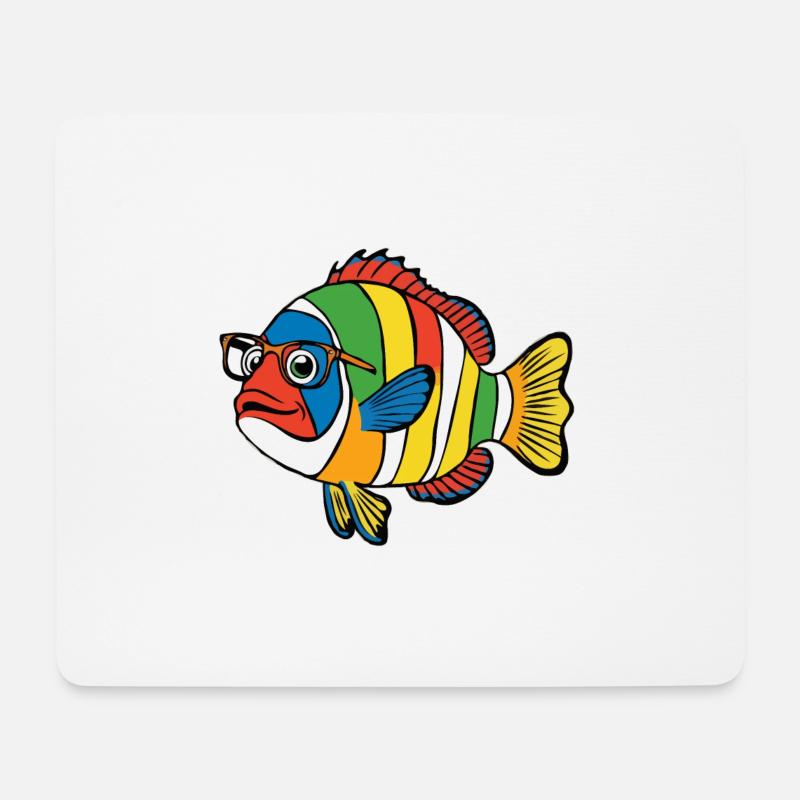 Fisch Bunte Nemo Brille Schwimmen - Mousepad (Querformat) - Weiß