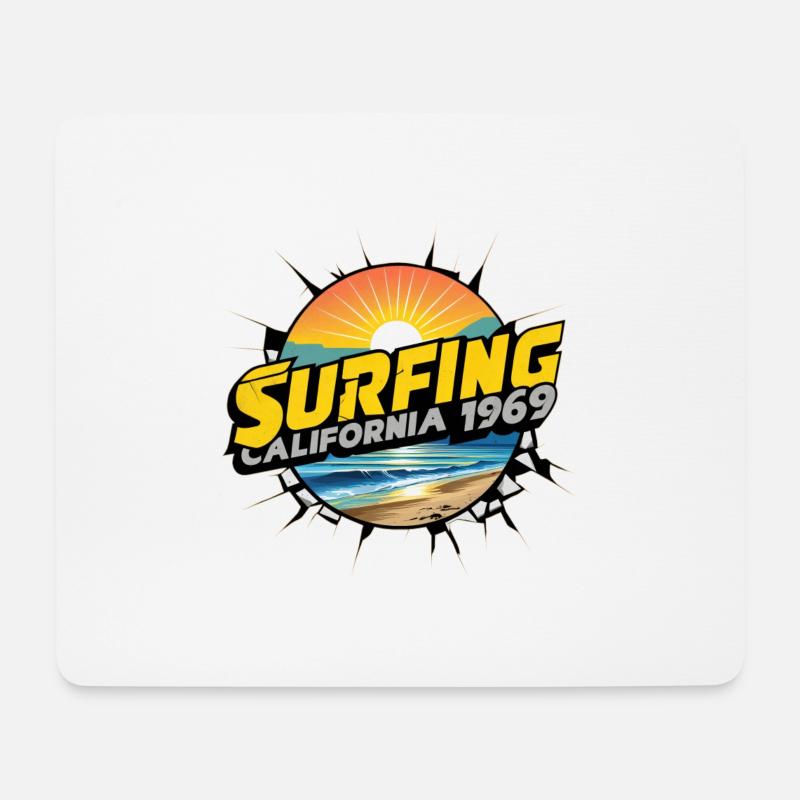 Surfen in Kalifornien - Mousepad (Querformat) - Weiß