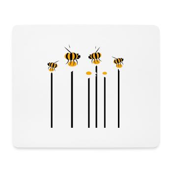 Lots of bees, bumblebees, daisies, pollinating flowers - Mouse Pad (horizontal) - white - Front