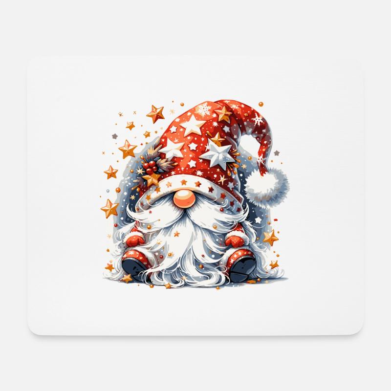 Weihnachtswichtel mit Sternen und Schneeflocken - Mousepad (Querformat) - Weiß