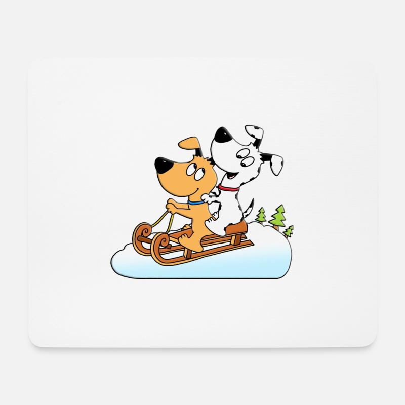 Hunde - Hundeschlitten - Hund - Wintersport - Mousepad (Querformat) - Weiß