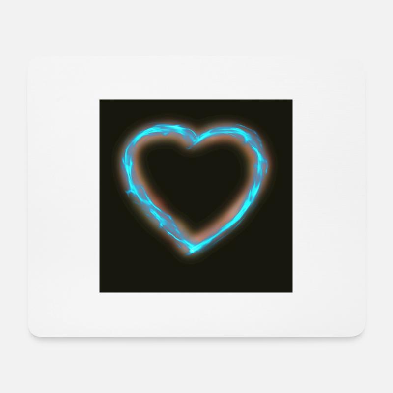 Blaues Wasser Herz mit Beleuchtung - Mousepad (Querformat) - Weiß