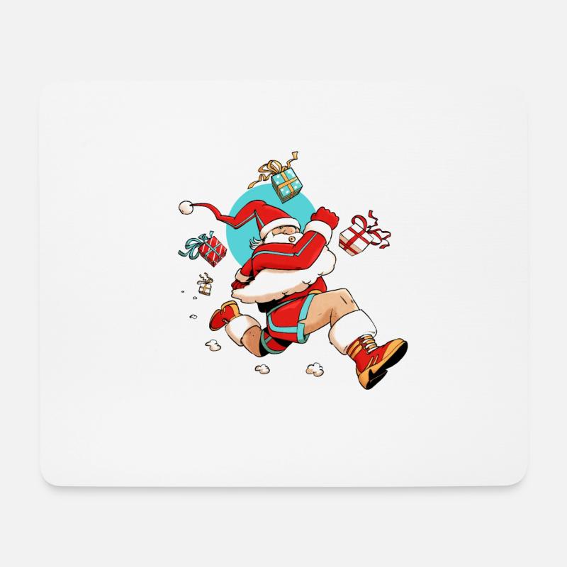 Läufer Weihnachtsmann - Mousepad (Querformat) - Weiß