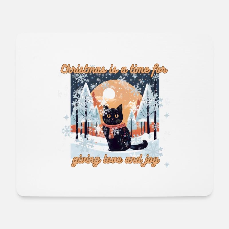 Weihnachtskatze - Mousepad (Querformat) - Weiß