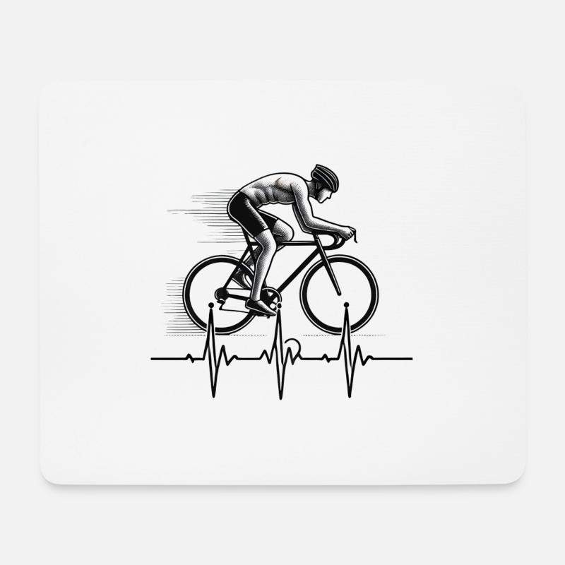 Herzschlag des Fahrrads - Mousepad (Querformat) - Weiß