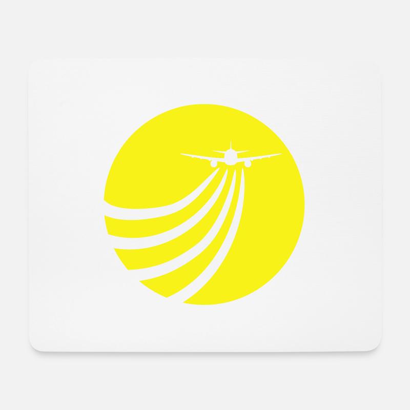 Avion volant au soleil volant Stripe rond - Tapis de souris (format paysage) - blanc