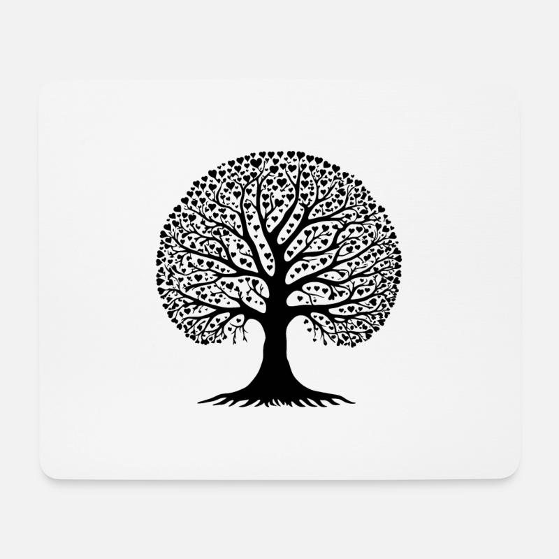 Baum der Herzen - Zeitloses Design - Mousepad (Querformat) - Weiß