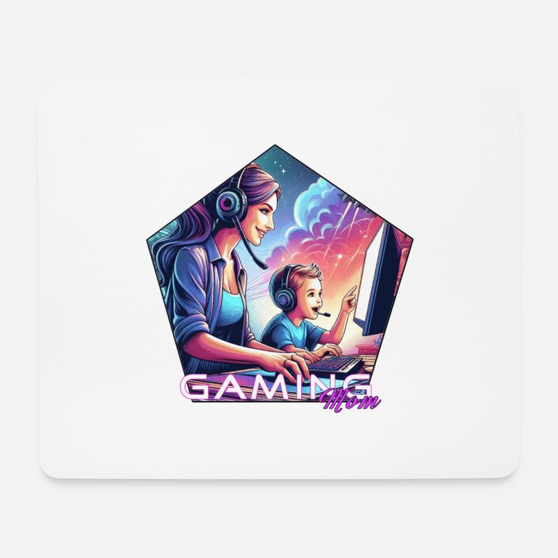 Gaming MumEmblem Schriftzug - Mousepad (Querformat) - Weiß