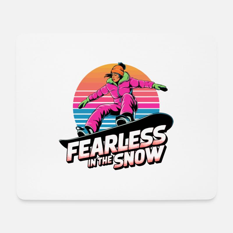 Fearless in the Snow - Retro Snowboard Kunst - Mousepad (Querformat) - Weiß