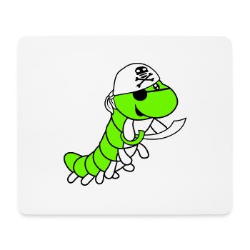 Raupe Böse Piraten Matrose Mütze Lustig Süß Comic - Mousepad (Querformat) - Weiß - Vorne