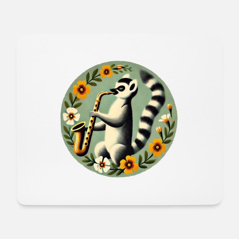 Saxophon Lemur - Mousepad (Querformat) - Weiß
