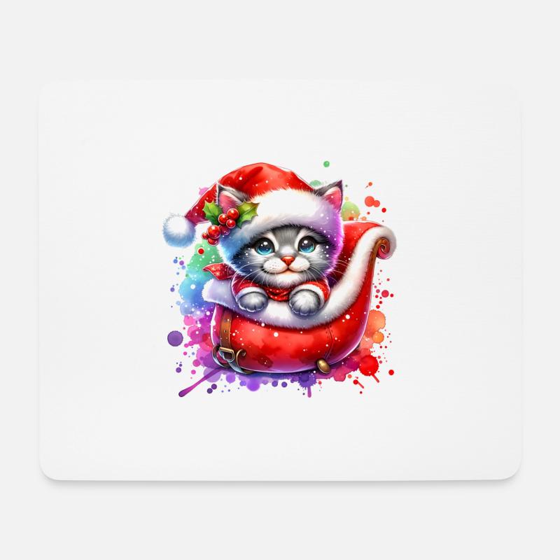 Cute Cat Christmas - Mouse Pad (horizontal) - white