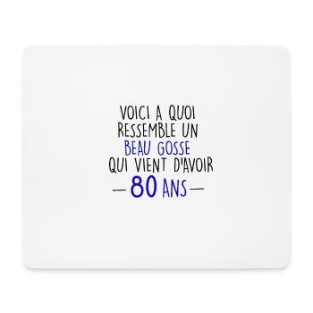 80 ans - Tapis de souris (format paysage) - blanc - Devant