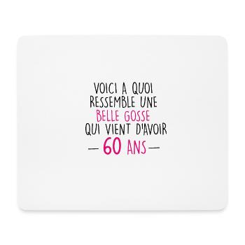 60 ans - femme - Tapis de souris (format paysage) - blanc - Devant