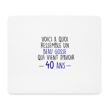 40 ans - Tapis de souris (format paysage) - blanc - Devant