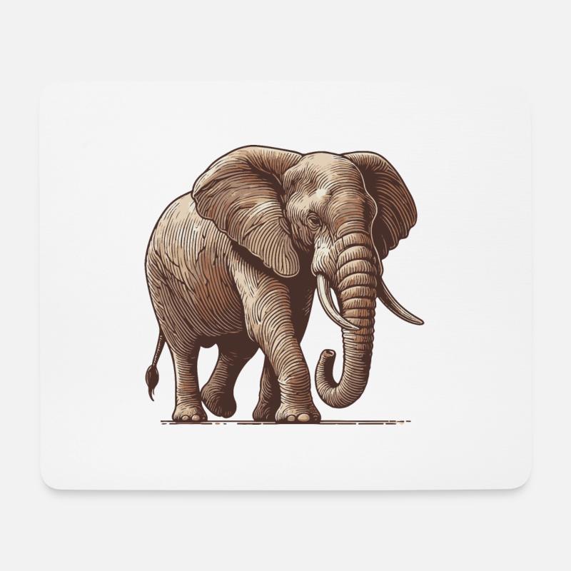Elefant - Mousepad (Querformat) - Weiß