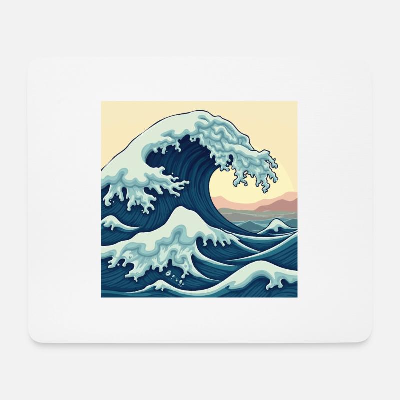Fantastischer Atlantik - Retro Ozean Wellen - Mousepad (Querformat) - Weiß