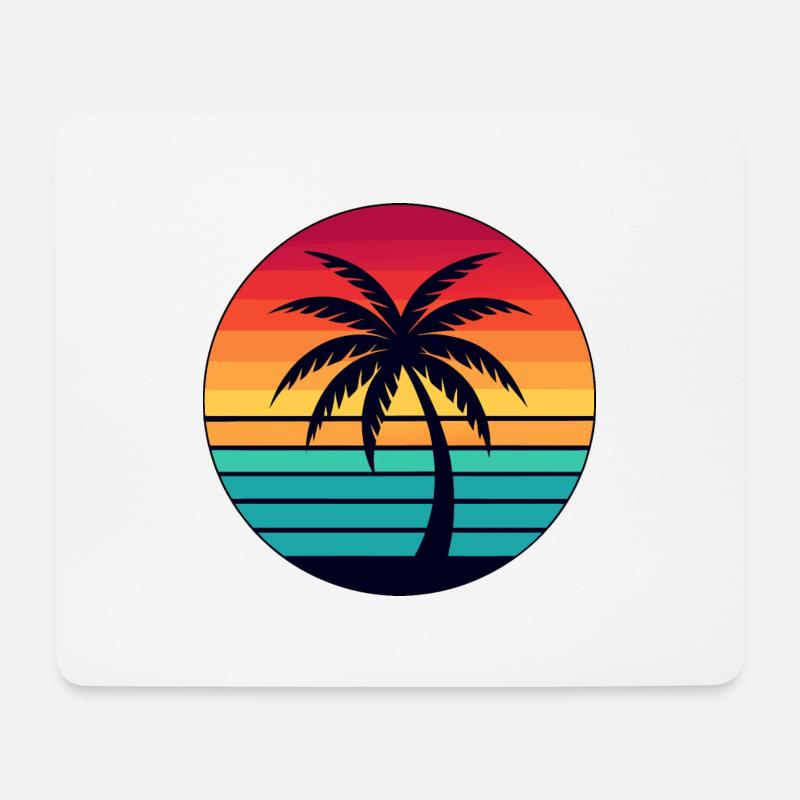 Palme Sunrise2 - Mousepad (Querformat) - Weiß