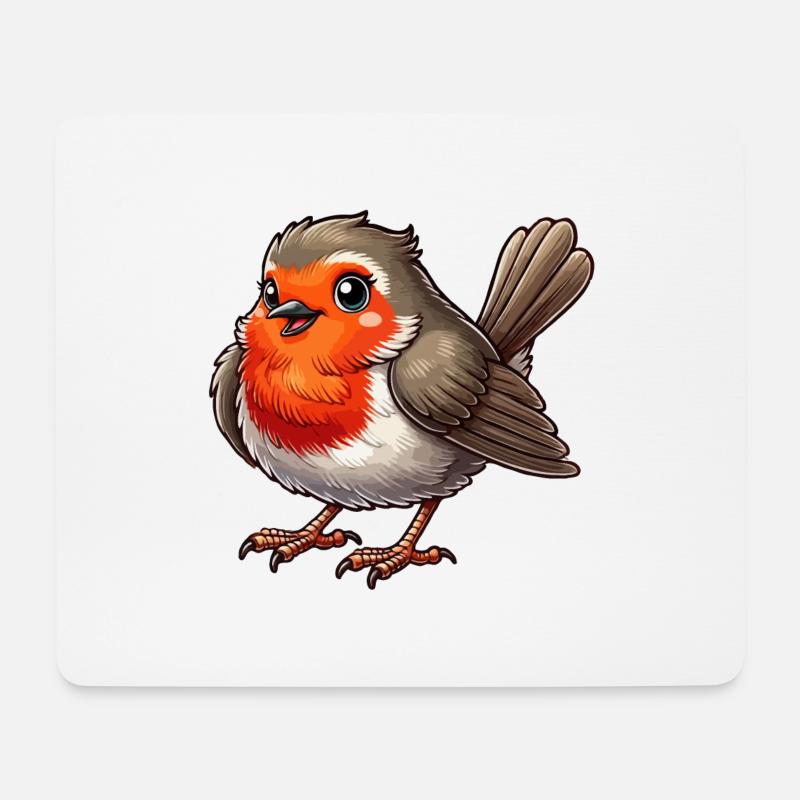 Rotkehlchen - Mousepad (Querformat) - Weiß