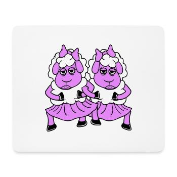 2 Couple de moutons Fatigué Ennuyé Copines Cool - Tapis de souris (format paysage) - blanc - Devant